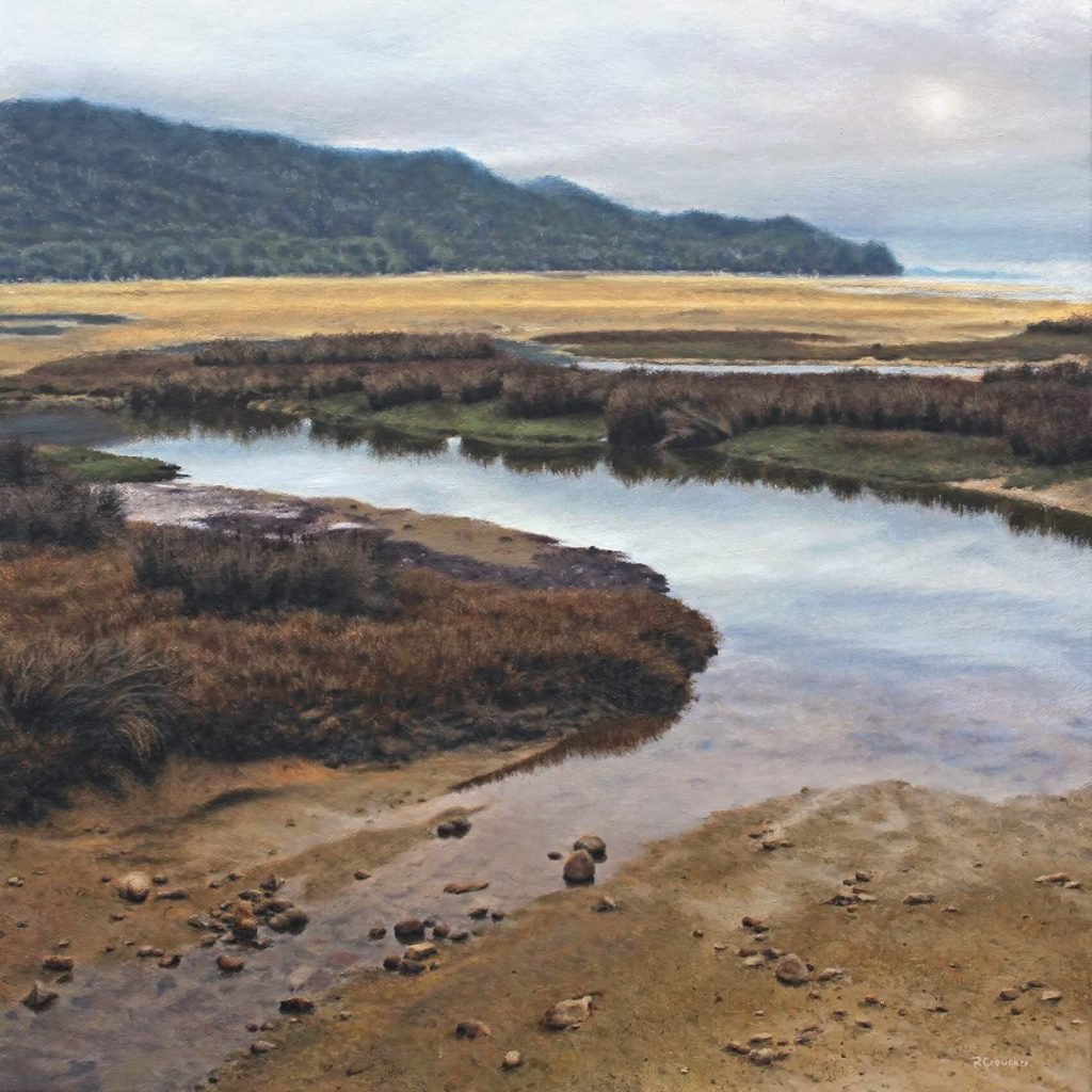 Painting of a beach inlet stream